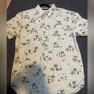 Vans short sleeve button down beach shirt Sz L